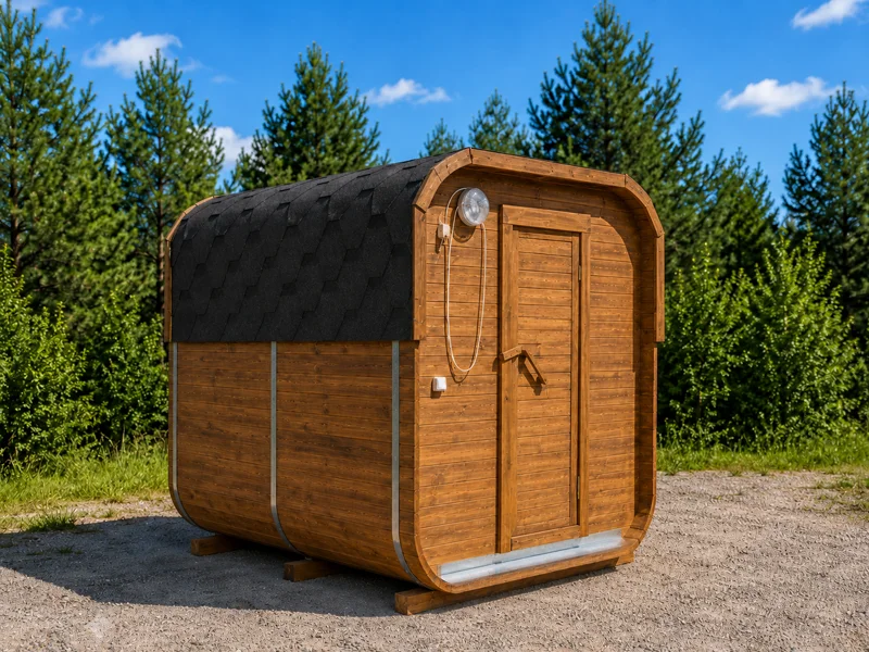 Баня-бочка ComfortProm 3 м с предбанником + терраса 0,5 м в Барановичах