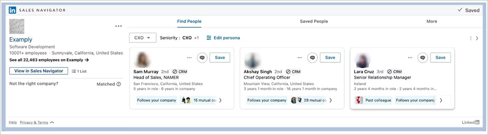 Find Key People feature in LinkedIn Sales Navigator for Salesforce