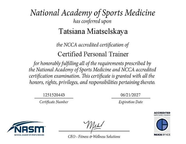 NASM Certified Personal Trainer