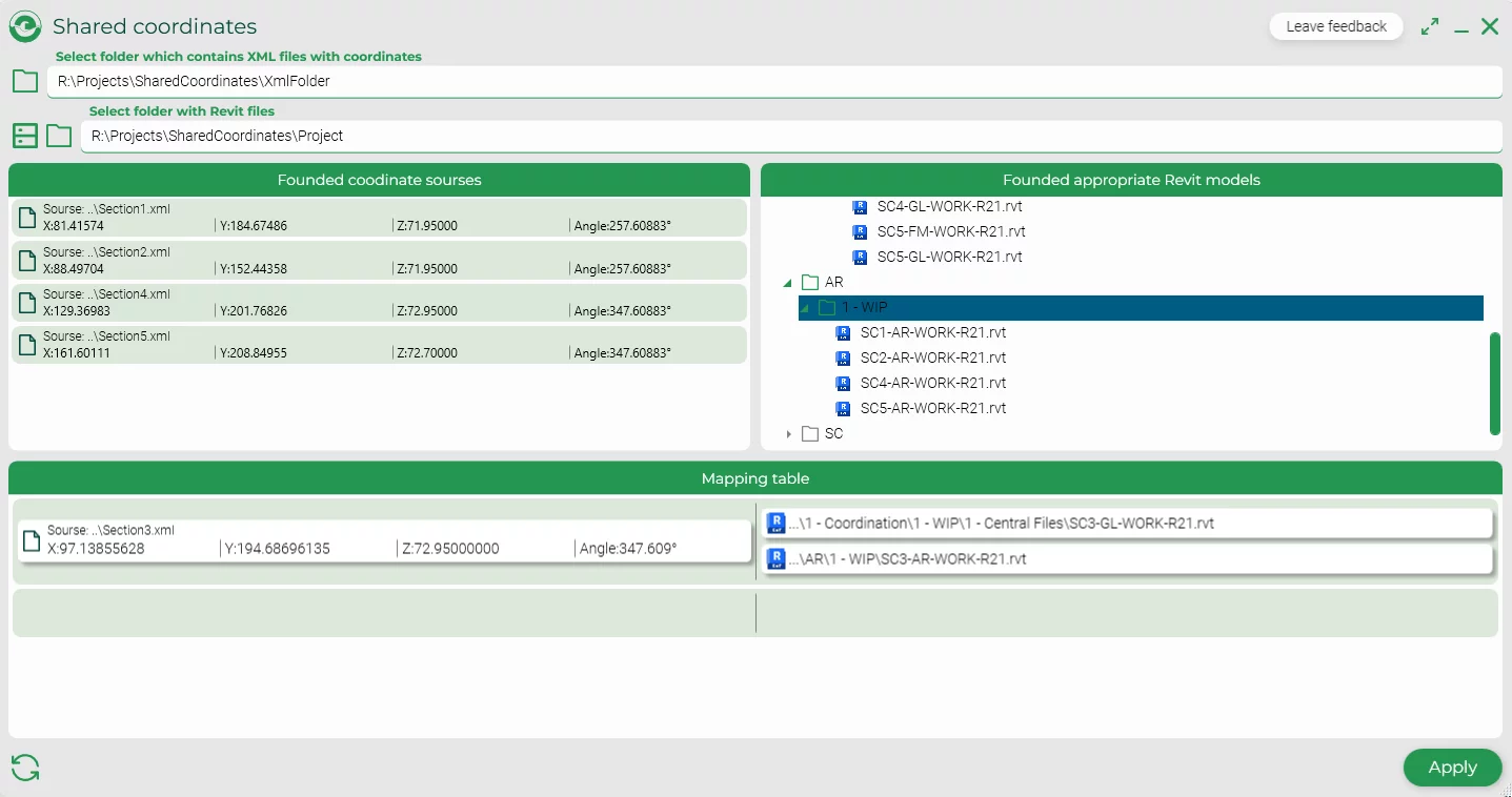 Plugin Model coordinate transmission plugin for Revit