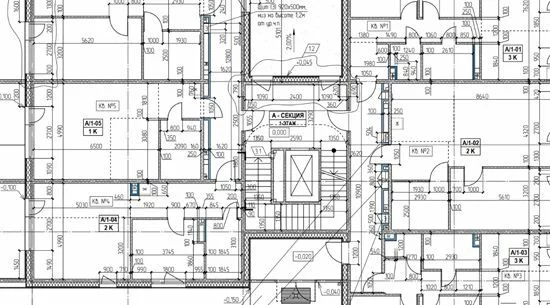 Fragment of 2D drawing (plan of building)